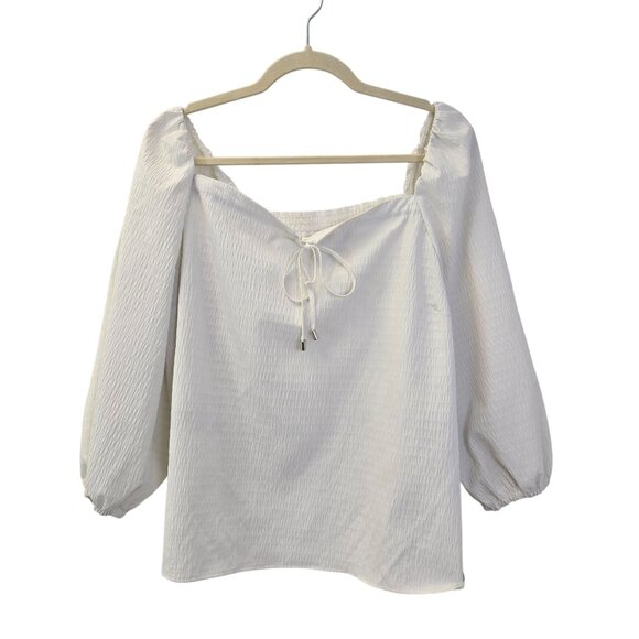 Elizabeth and James Textured Puff Sleeve Square Neck Top Size XL - Picture 1 of 7